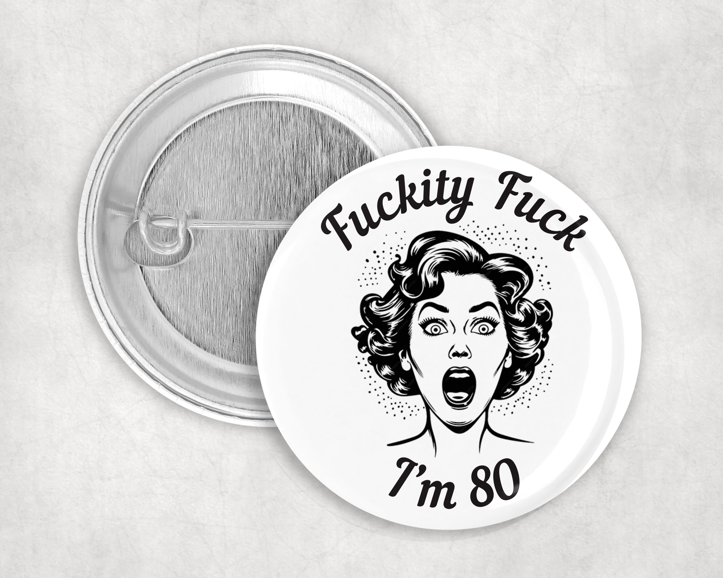 F*ckity F*ck, I’m 80 – 80th birthday badge