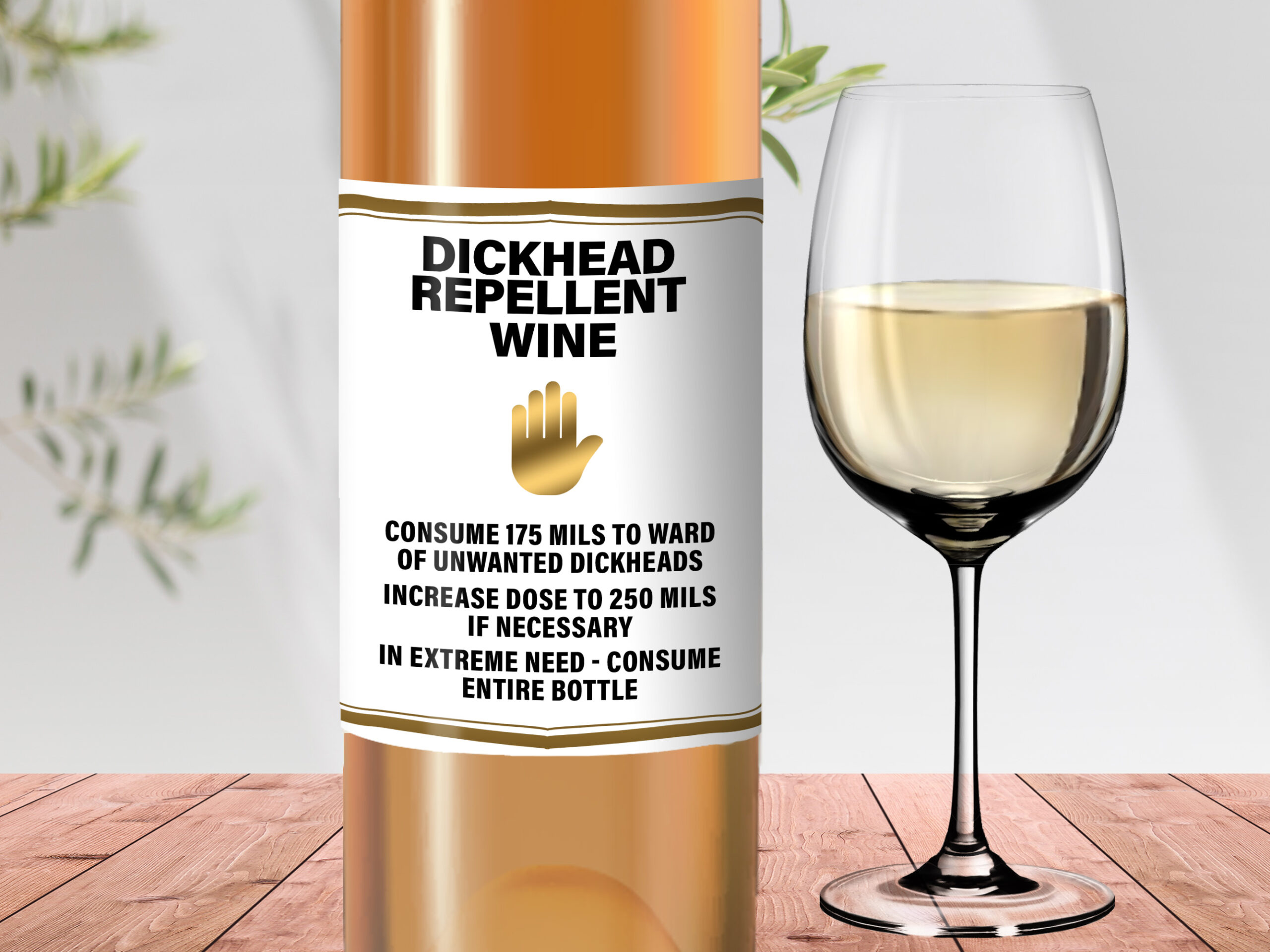 Dickhead repellant wine label