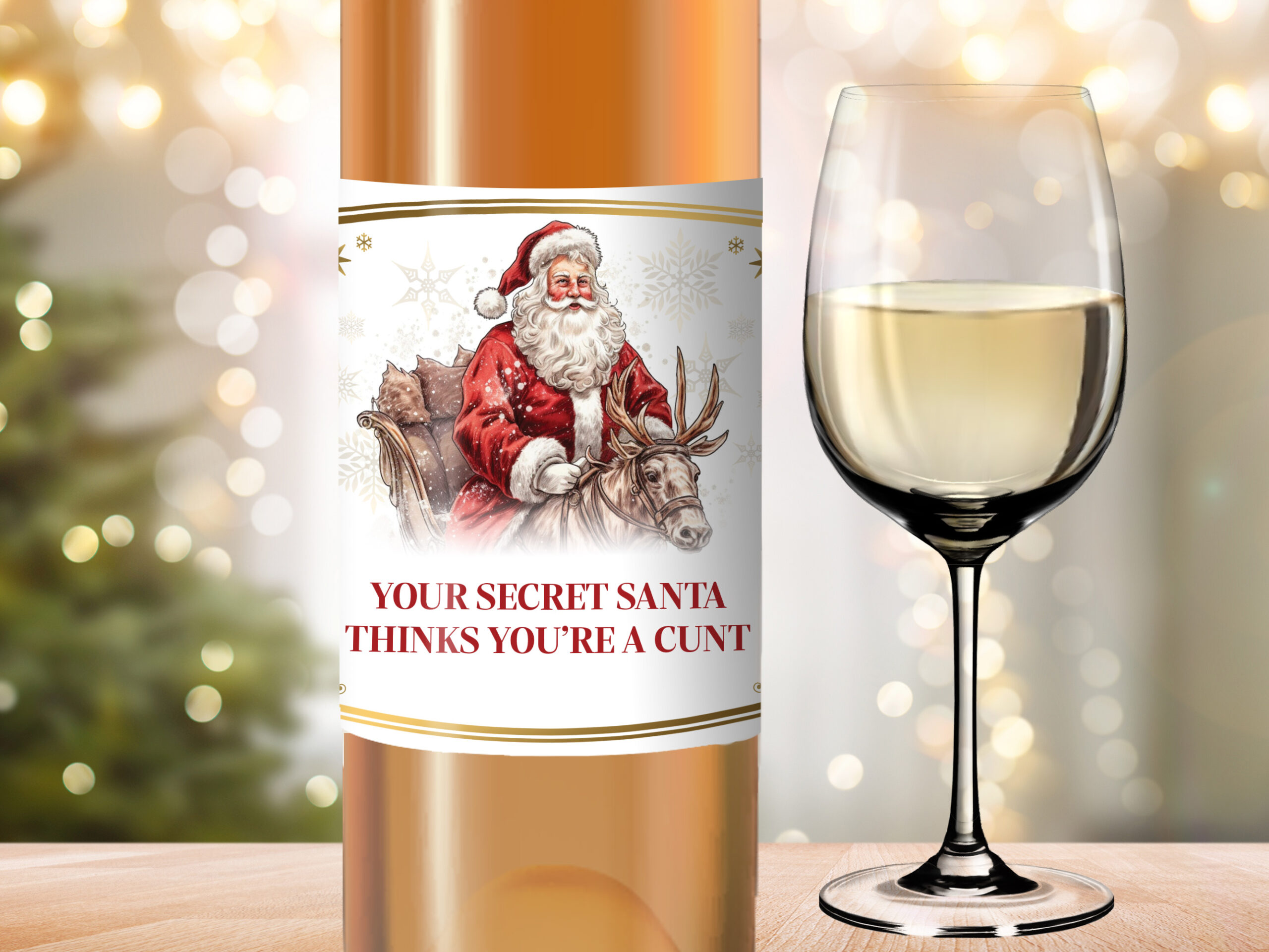 Vintage santa’s pi$$, comedy wine label, perfect for Secret Santa gift