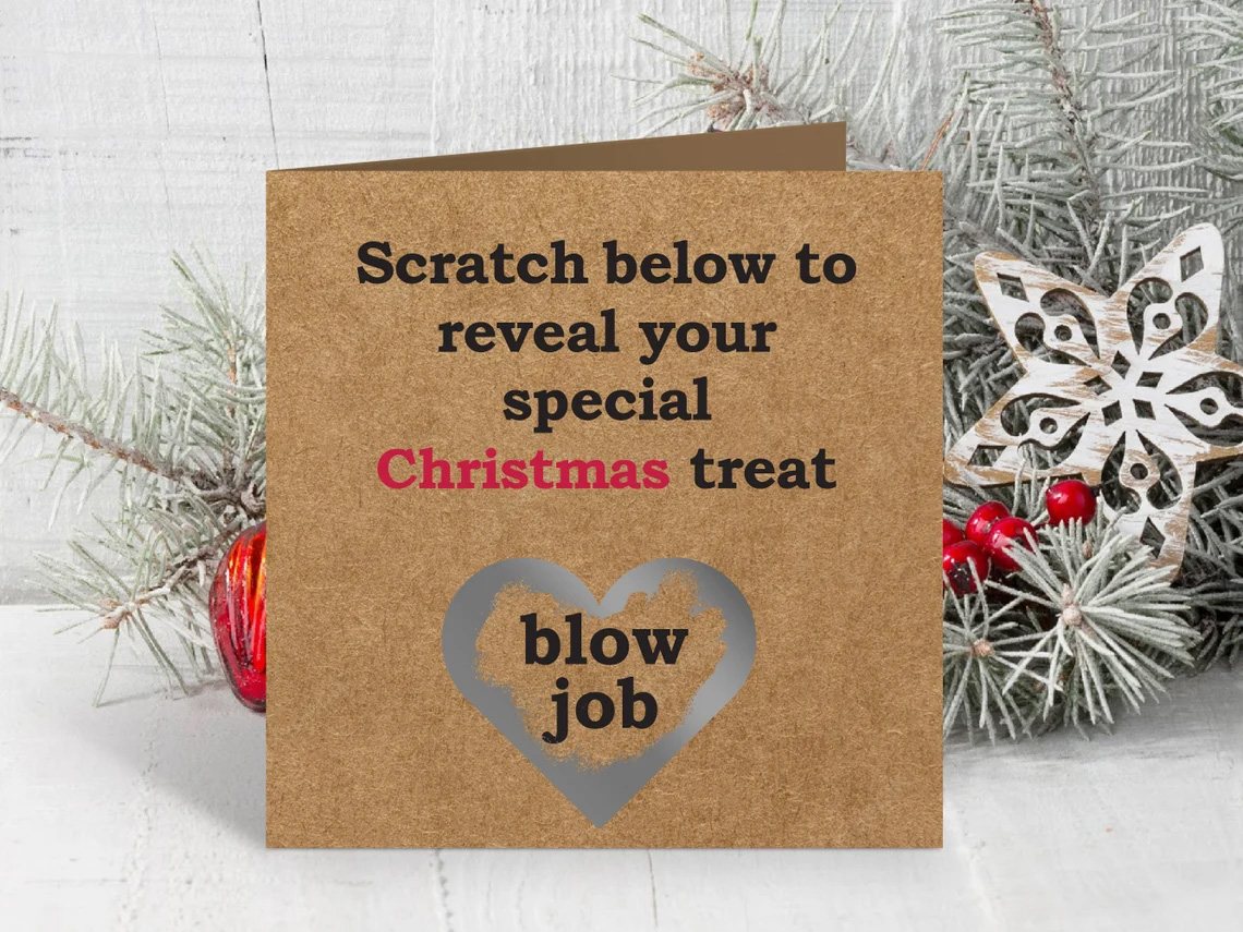 Naughty scratch and reveal Christmas card….. Blow job Christmas treat