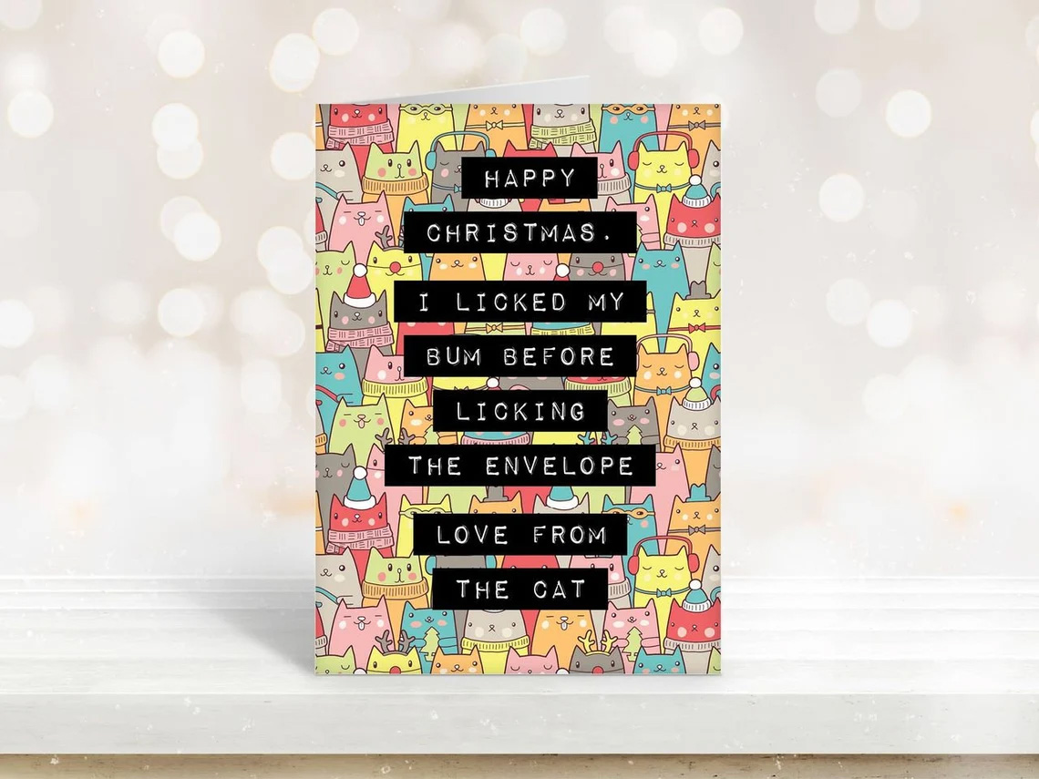 I licked my bum before licking the envelope…. Christmas card from the cat