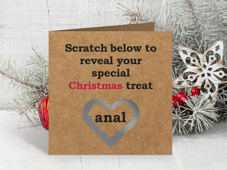 Naughty scratch and reveal Christmas card….. Anal Christmas treat