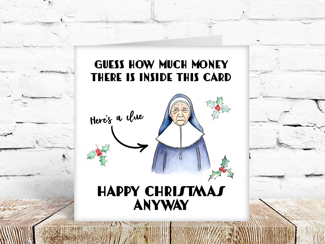 Guess how much money is in this card…. Nun!